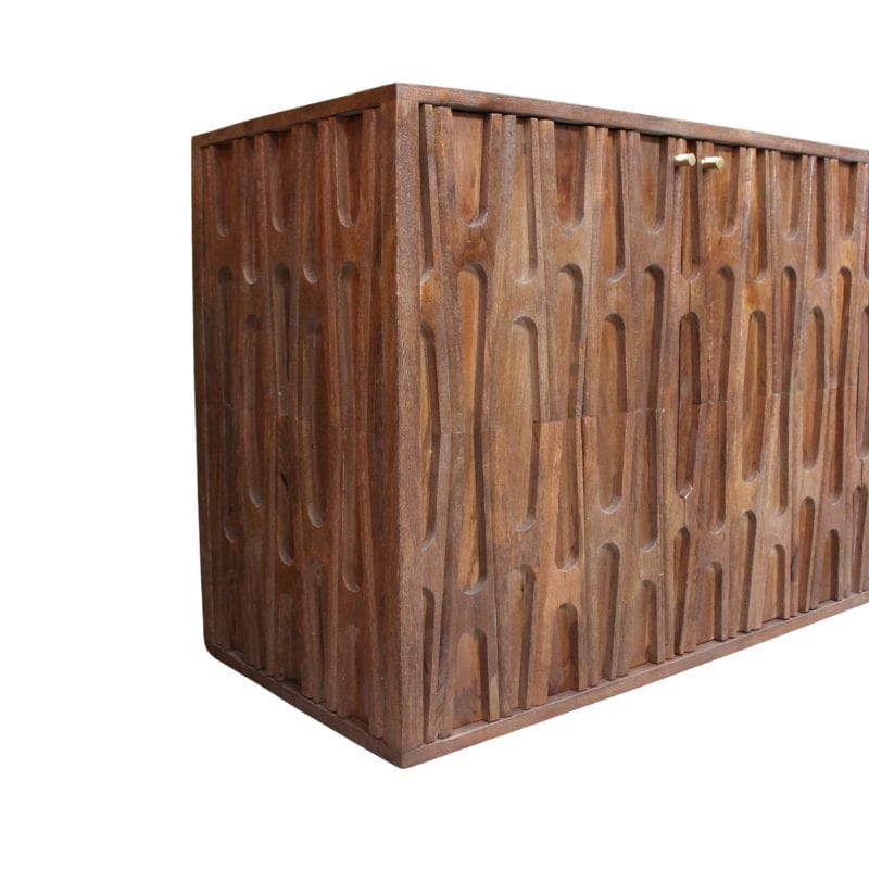 Sideboard Barwara Wooden 4 door sideboard with carved retro design