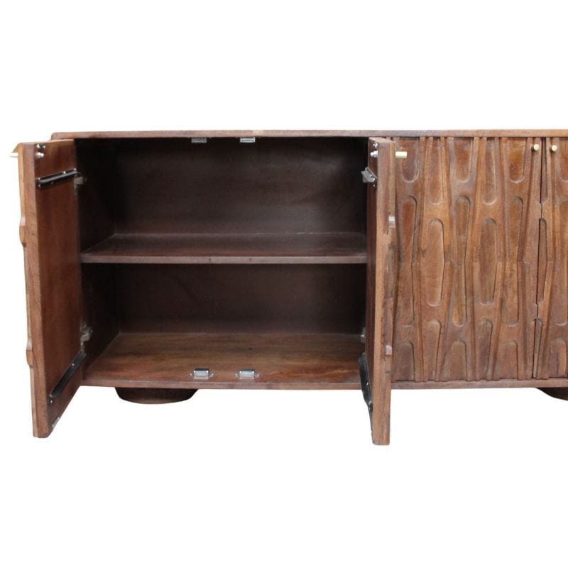 Sideboard Barwara Wooden 4 door sideboard with carved retro design