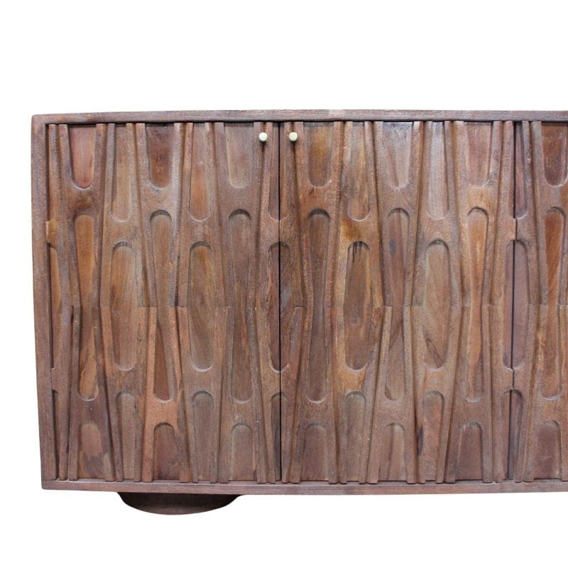 Sideboard Barwara Wooden 4 door sideboard with carved retro design