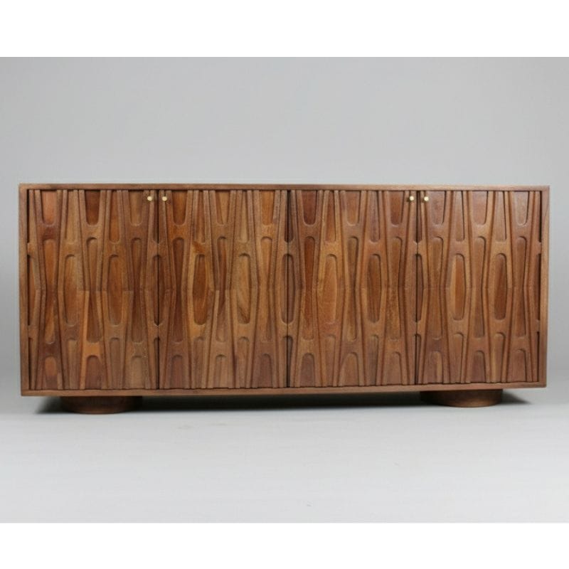 Sideboard Barwara Wooden 4 door sideboard with carved retro design