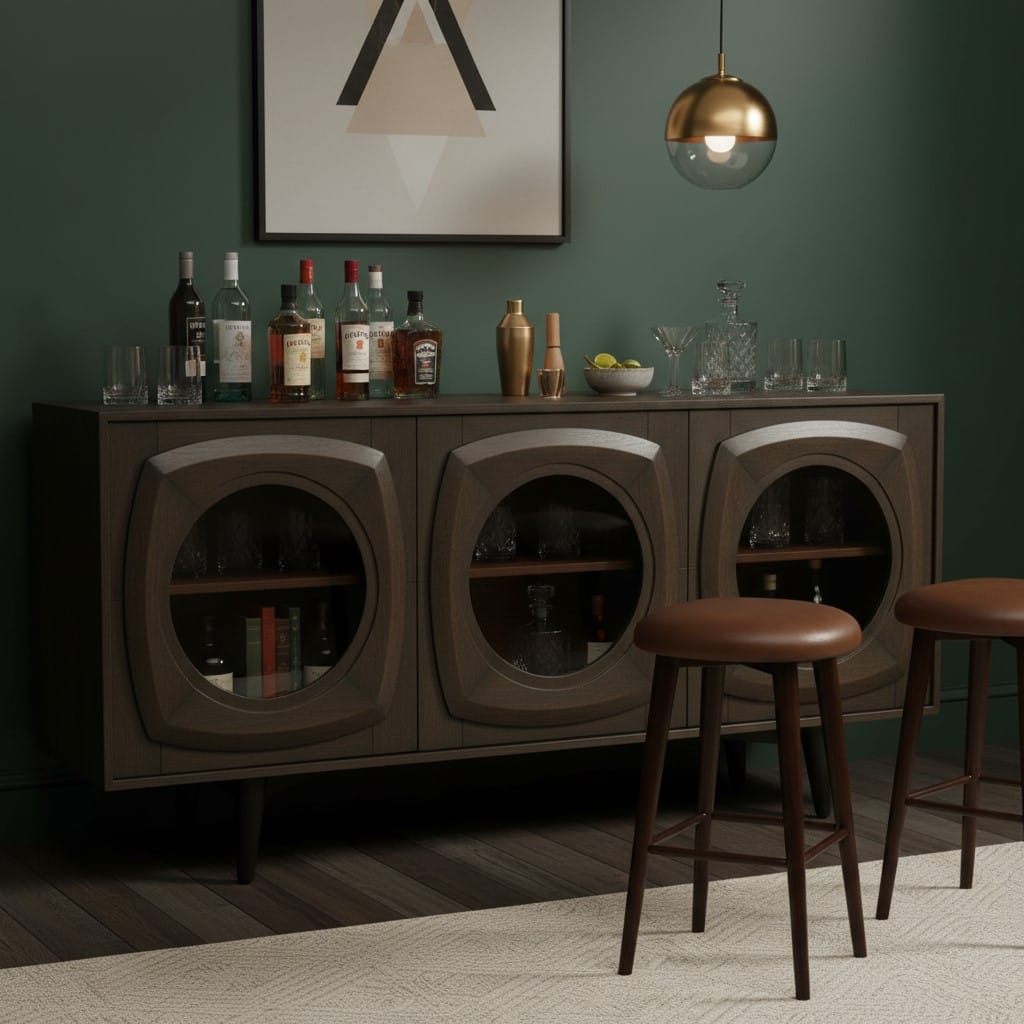Sideboard Bhuni Wooden curved design glass door sideboard