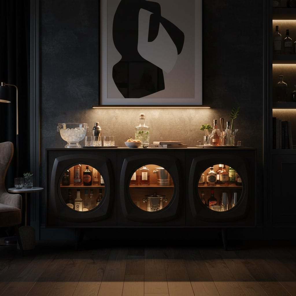 Sideboard Bhuni Wooden curved design glass door sideboard