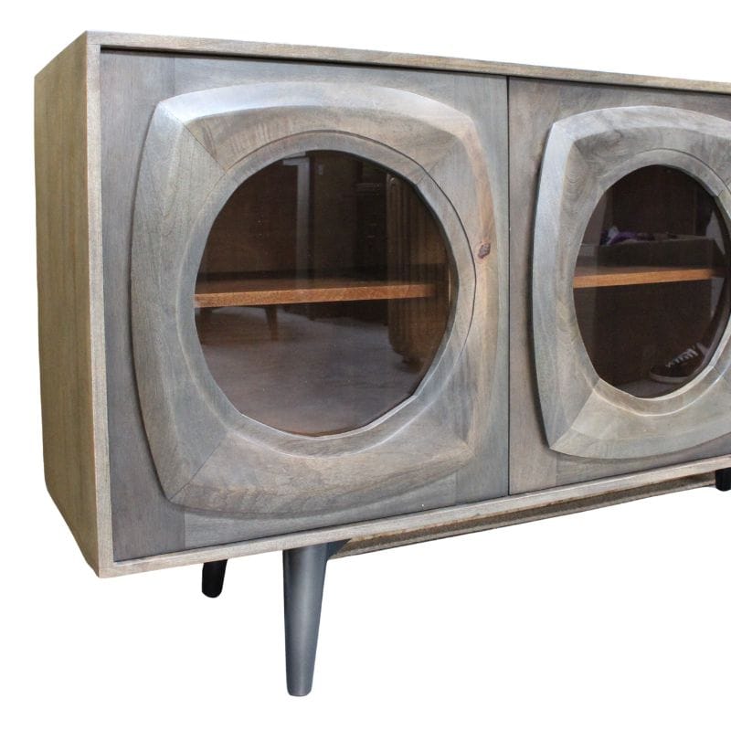 Sideboard Bhuni Wooden curved design glass door sideboard