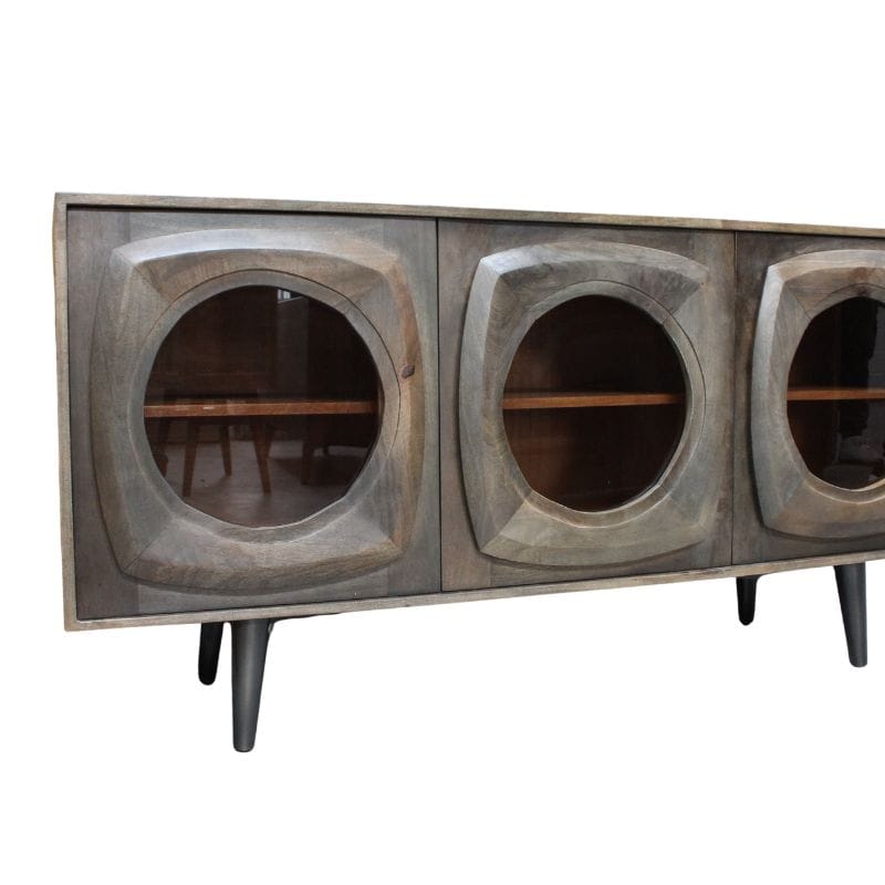 Sideboard Bhuni Wooden curved design glass door sideboard