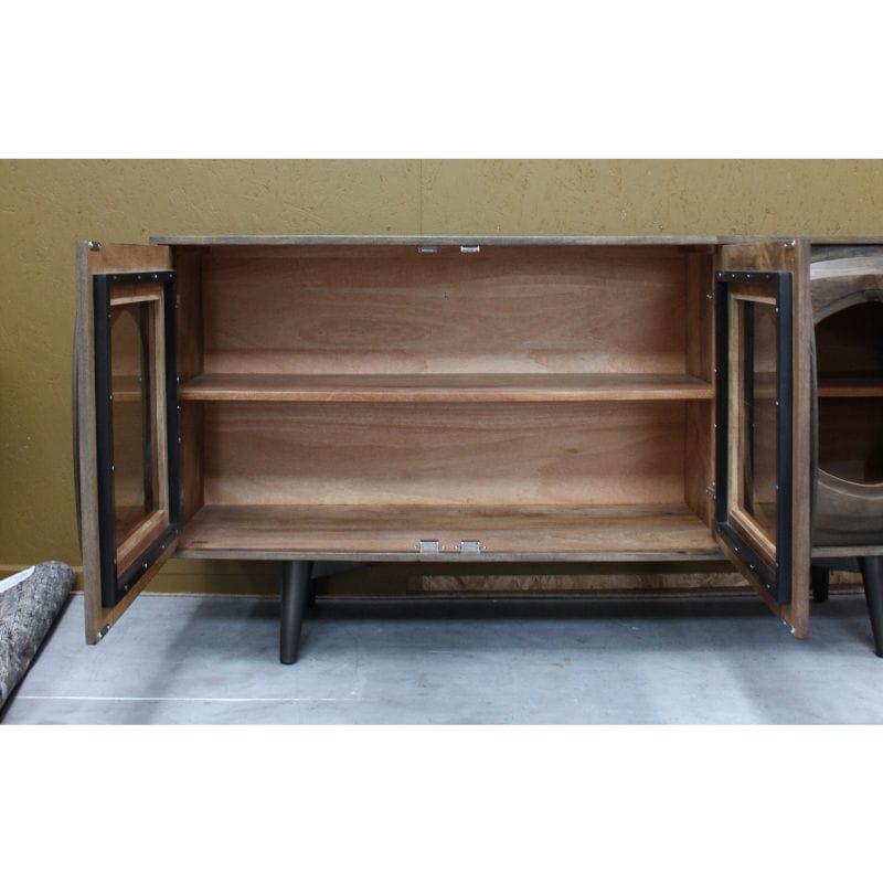Sideboard Bhuni Wooden curved design glass door sideboard