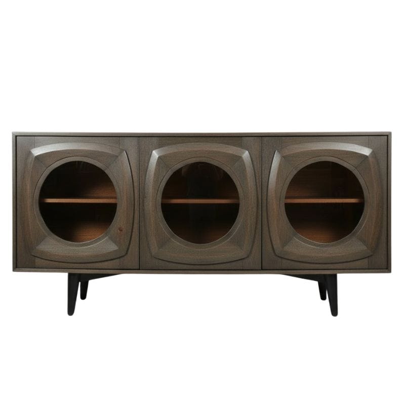 Sideboard Bhuni Wooden curved design glass door sideboard