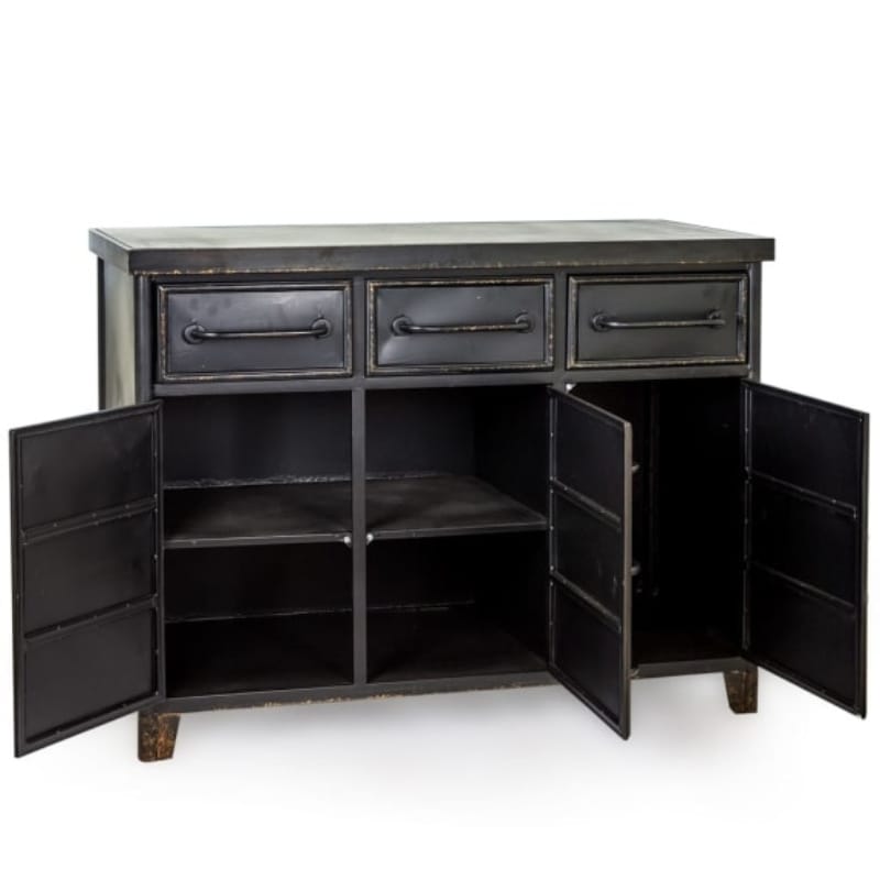 Sideboard Black Metal "Verne" Multi Drawer Cabinet