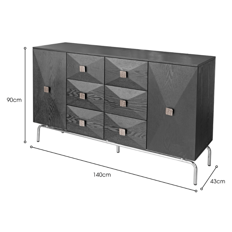 Sideboard Hudson Black Geometric Sideboard