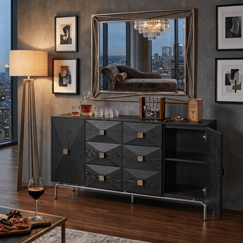 Sideboard Hudson Black Geometric Sideboard