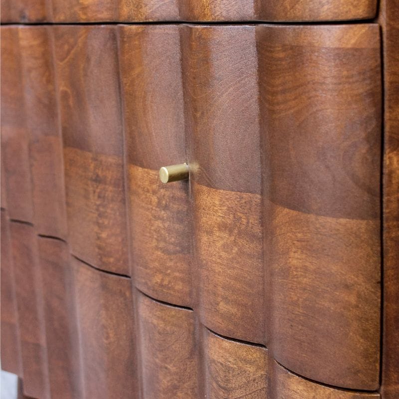 Sideboard Indok Wooden Carving Design 3 Drawer Cabinet Marble Top