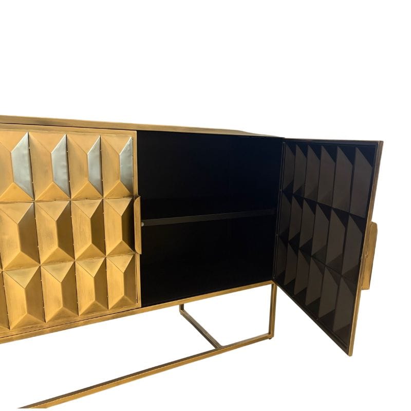 Sideboard Industrial Gold "Fitzgerald" 3 Door Large Metal Sideboard