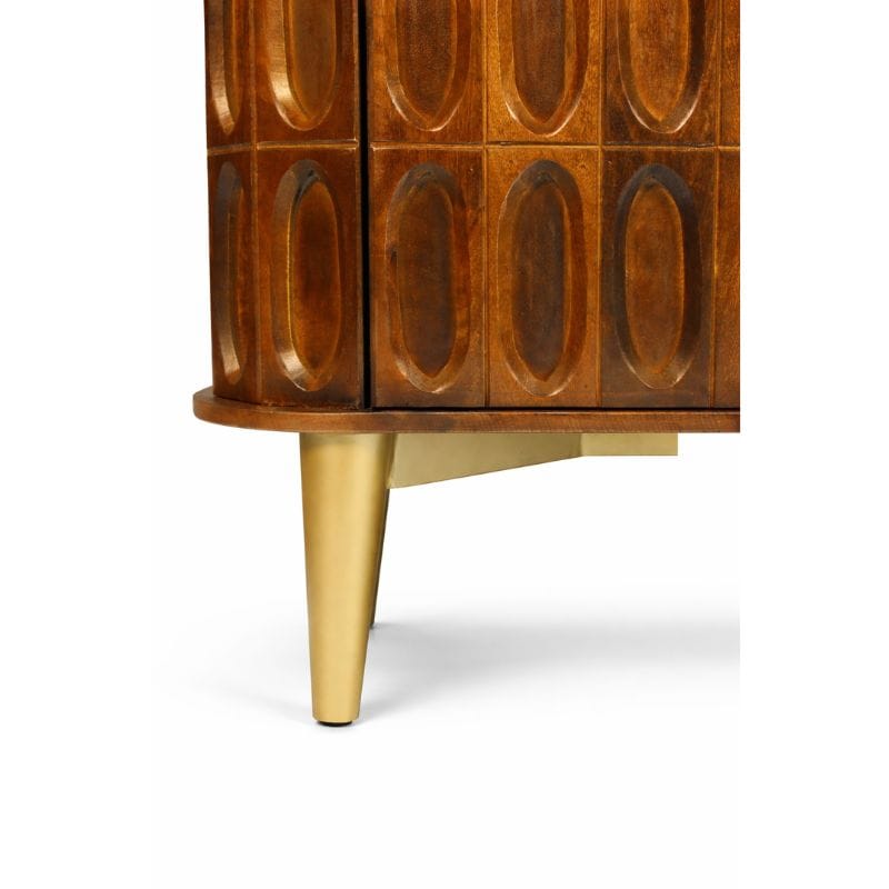 Sideboard Jana Wooden carved oval tile  design 4 Door rounded edge Side Board
