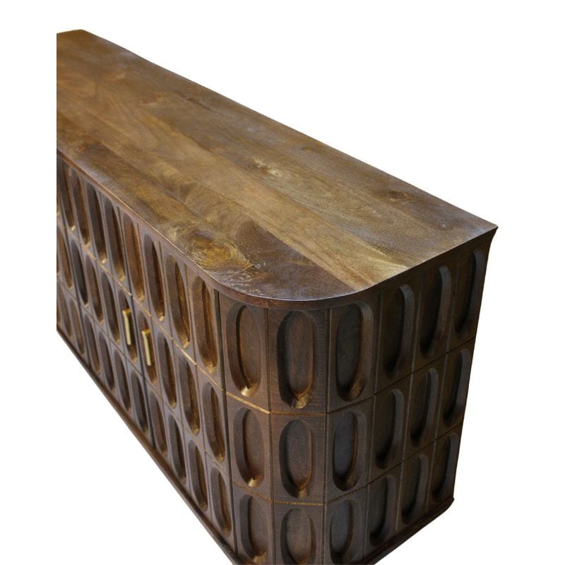 Sideboard Jana Wooden carved oval tile  design 4 Door rounded edge Side Board