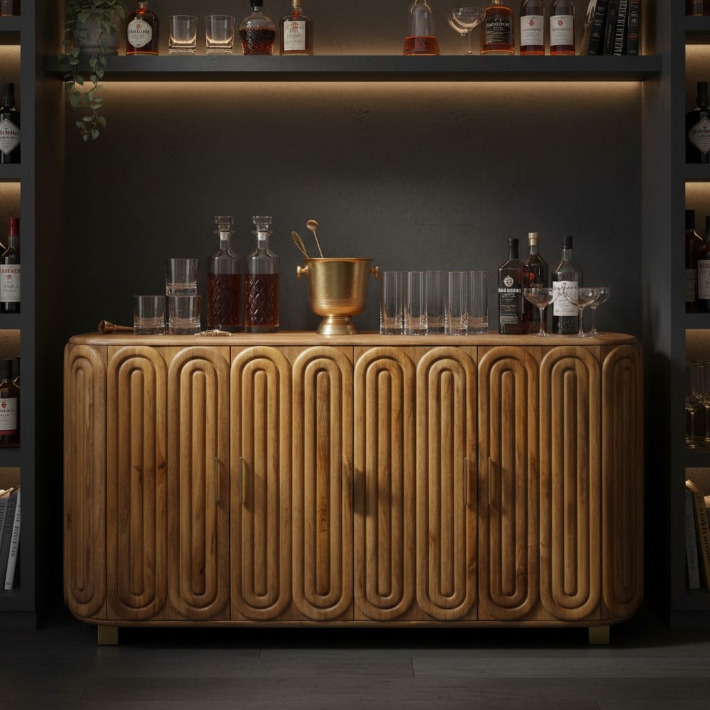 Sideboard Kasli Wooden Capsule Design Wooden Top Side Board