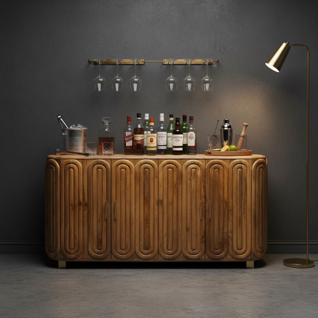 Sideboard Kasli Wooden Capsule Design Wooden Top Side Board