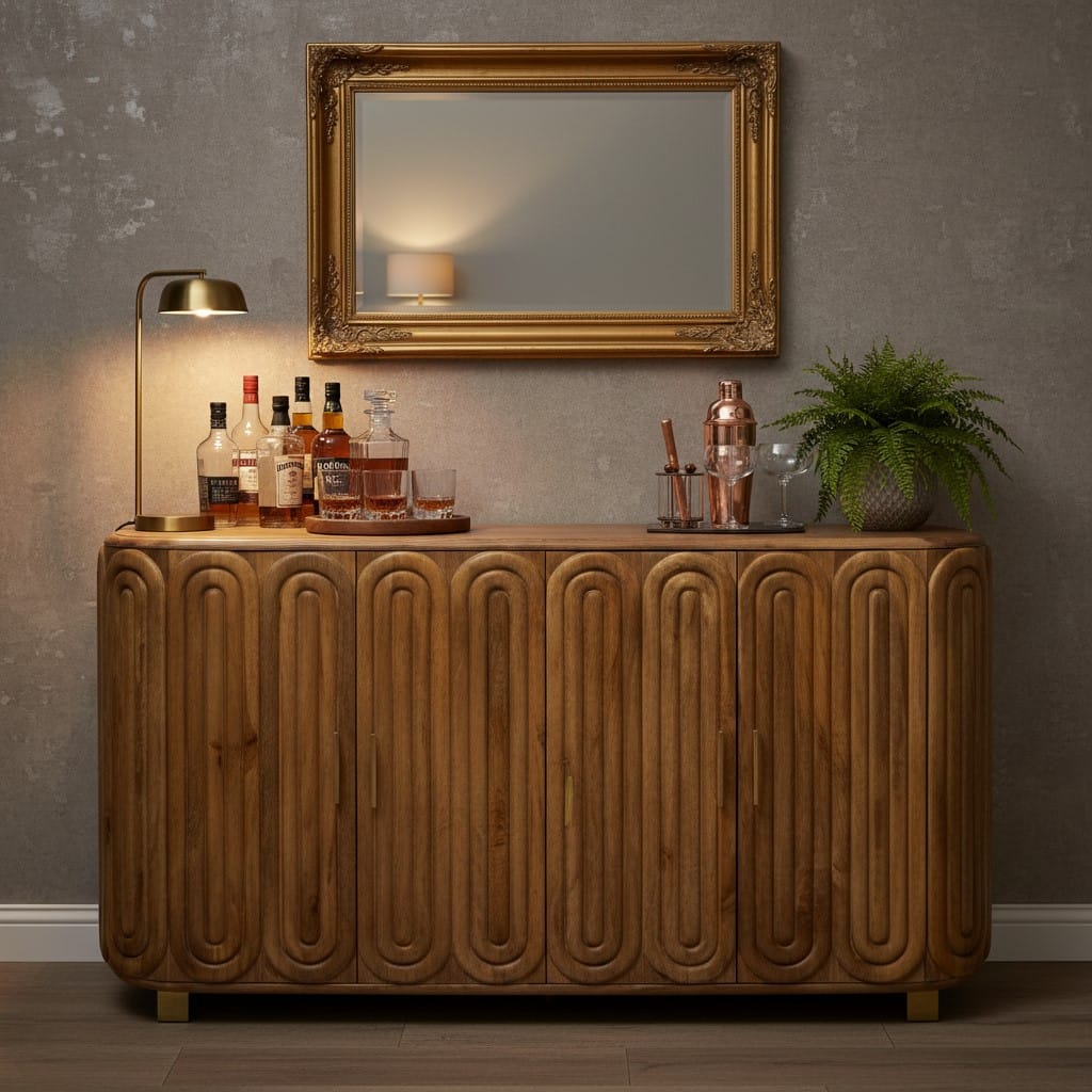 Sideboard Kasli Wooden Capsule Design Wooden Top Side Board