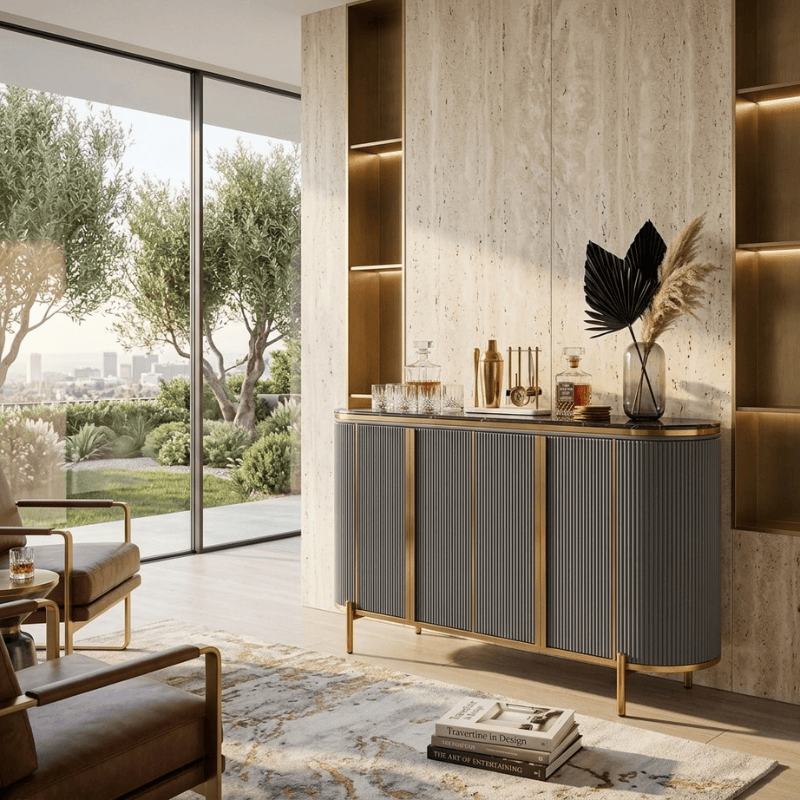 Sideboard Monaco Grey Ribbed Sideboard