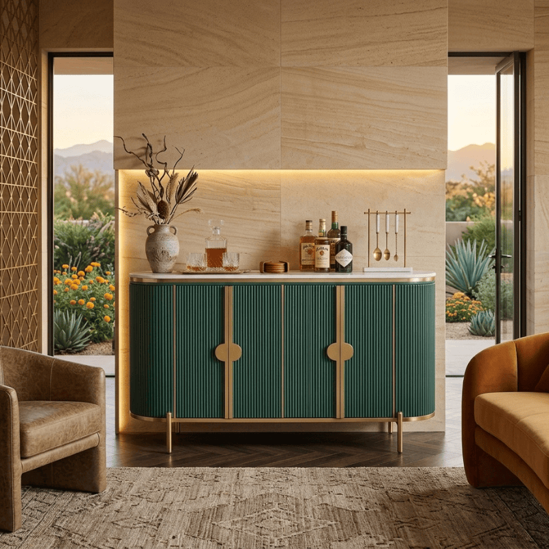 Sideboard Riviera Green Fluted Sideboard
