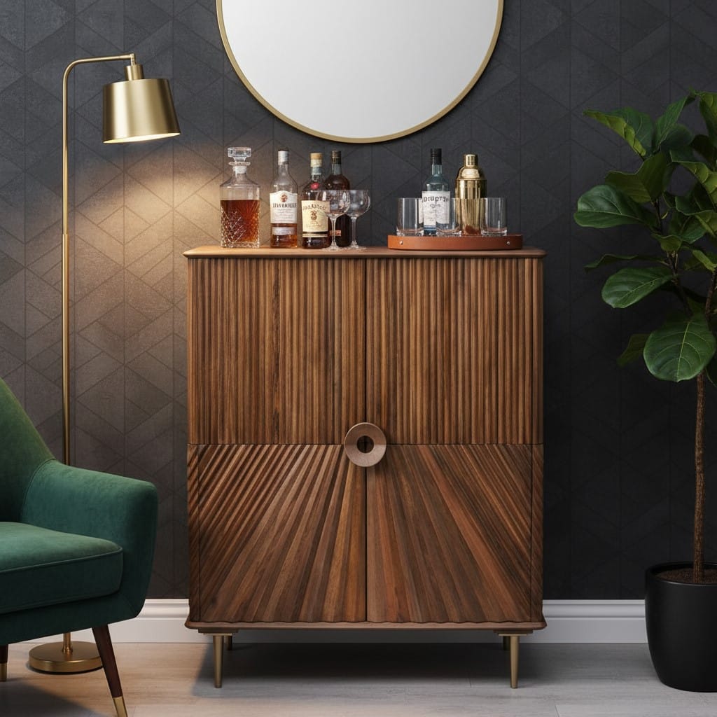 Sideboard Sanpur Wooden 2 Door Chip Design Cabinet