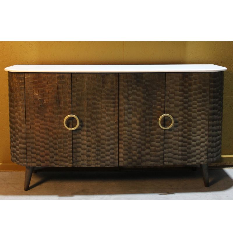 Sideboard Satana Wooden 4 Door chiselled Design Side Board