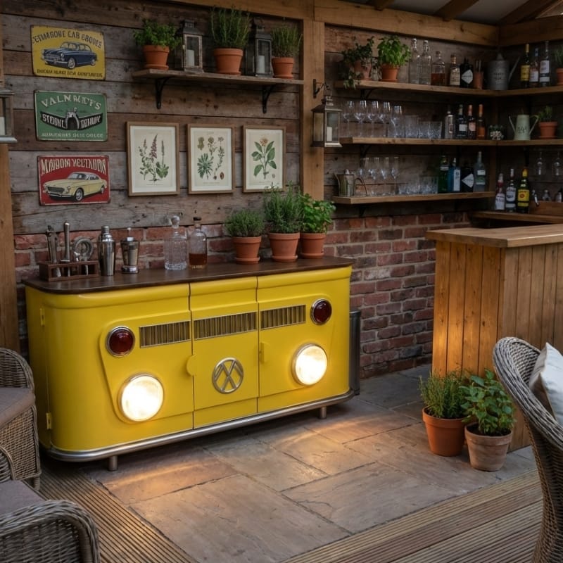 Sideboard VW Camper Style Sideboard Cabinet – Retro Bar Storage Unit
