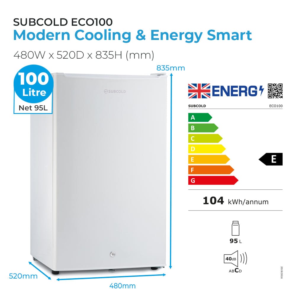Small Fridge Subcold Eco100 LED Under Counter Fridge