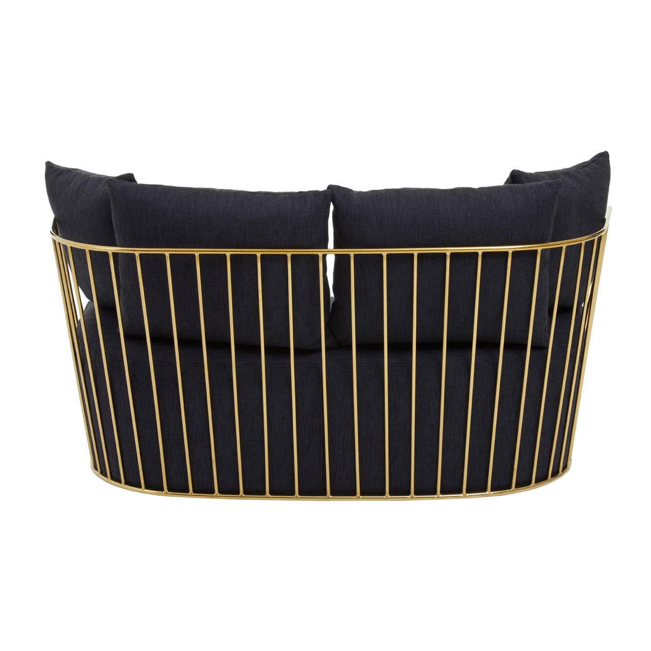 Sofa Azalea Two-Seat Sofa – Black Fabric & Gold Steel