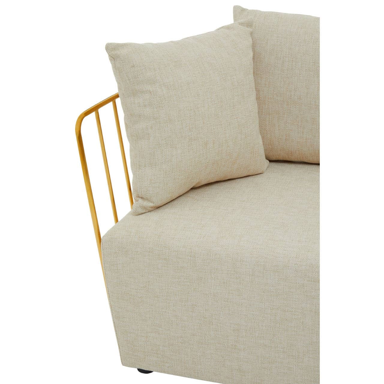 Sofa Azalea Two-Seat Sofa – Natural Fabric & Gold Steel