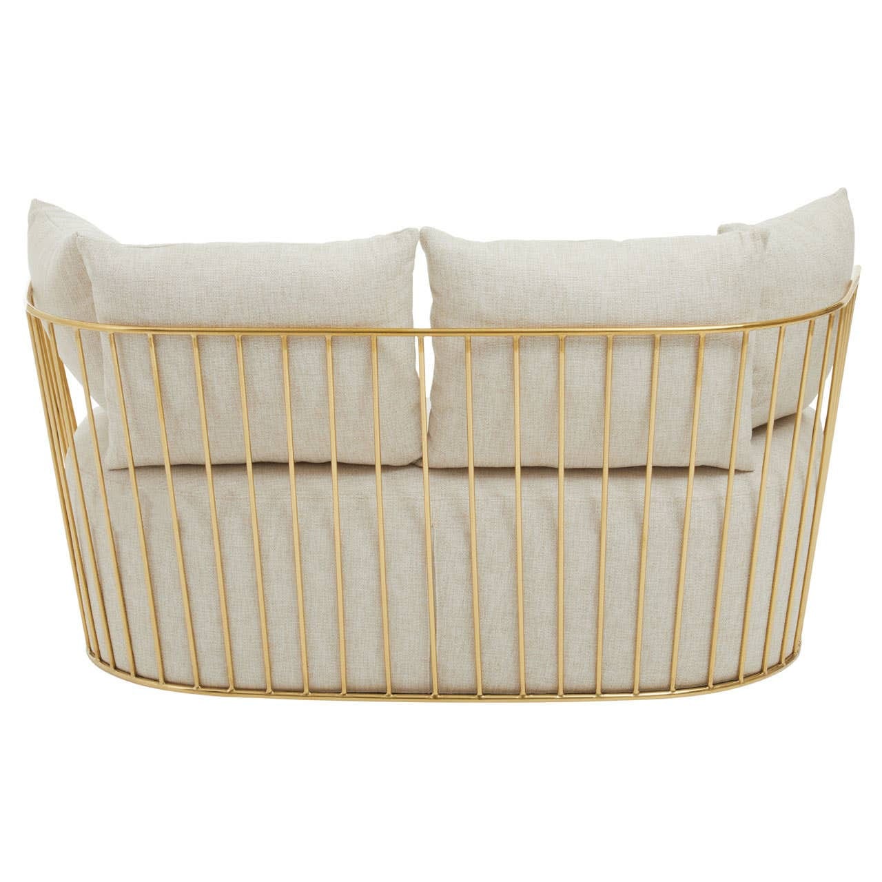 Sofa Azalea Two-Seat Sofa – Natural Fabric & Gold Steel