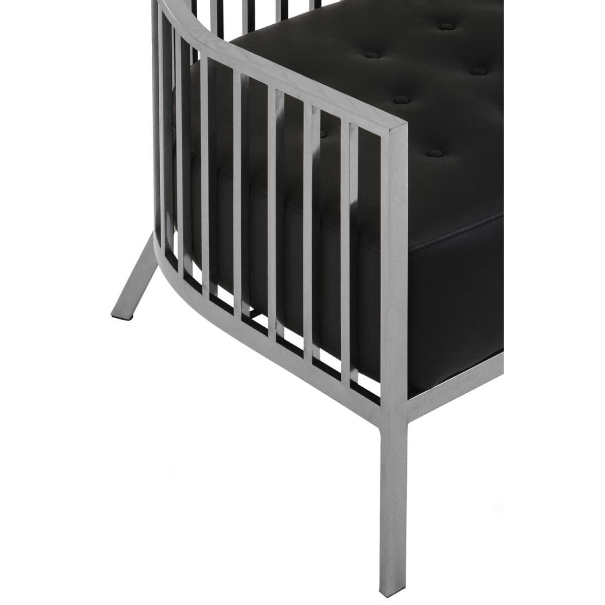 Sofa Eliza Dome Cage Sofa – Silver & Black Faux Leather