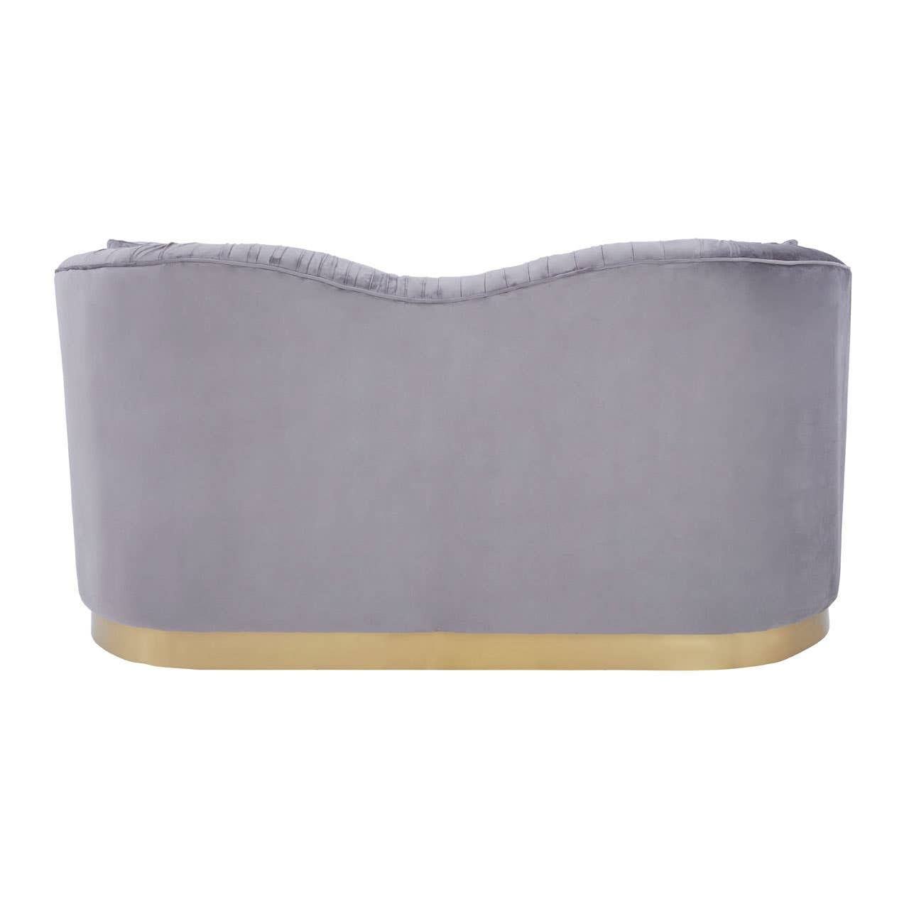Sofa Franza Two-Seat Sofa – Grey Pleated Velvet & Gold Base