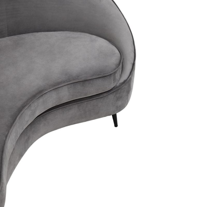 Sofa Hasina Three Seat Grey Velvet Sofa