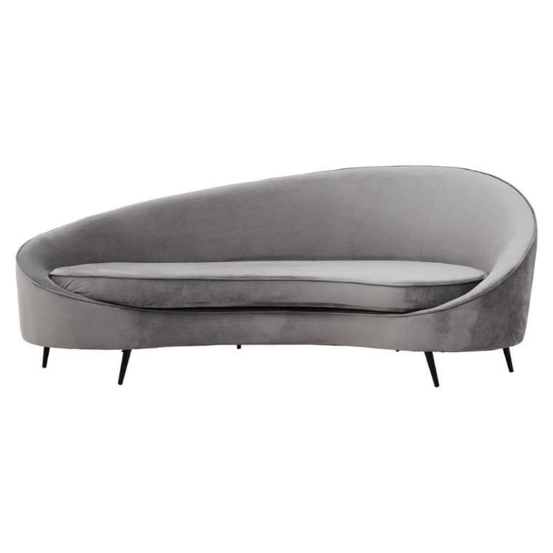 Sofa Hasina Three Seat Grey Velvet Sofa