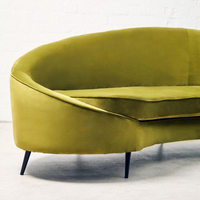 Sofa Hasina Three Seat Olive Velvet Sofa