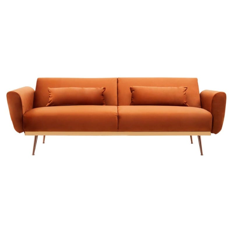 Sofa Hatton Burnt Orange Velvet Sofa Bed