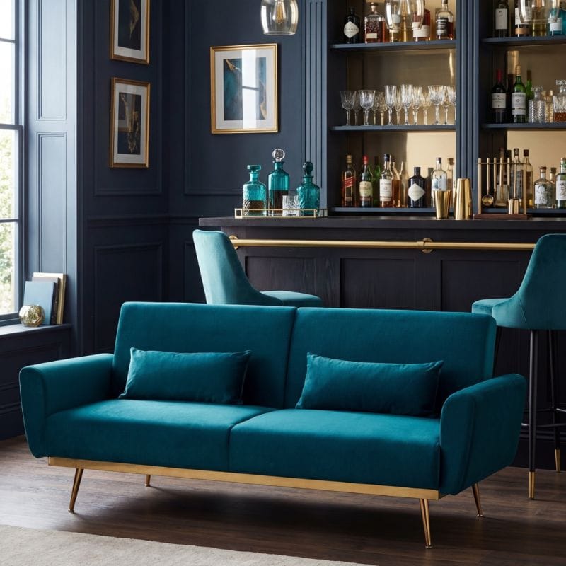 Sofa Hatton Green Velvet Sofa Bed