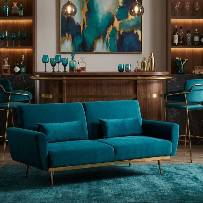 Sofa Hatton Green Velvet Sofa Bed