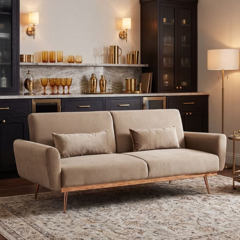 Sofa Hatton Mink Velvet Sofa Bed
