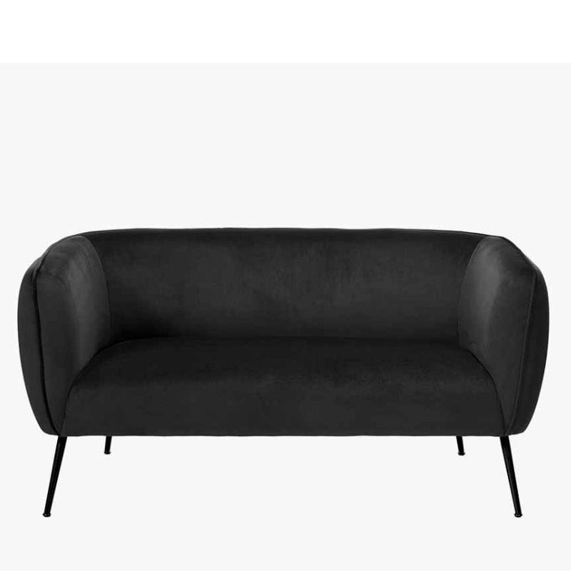 Sofa Lucca Black Velvet & Metal 2 Seater Sofa