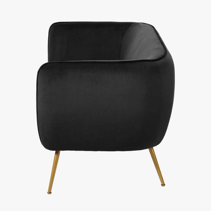 Sofa Lucca Black Velvet & Metal 2 Seater Sofa