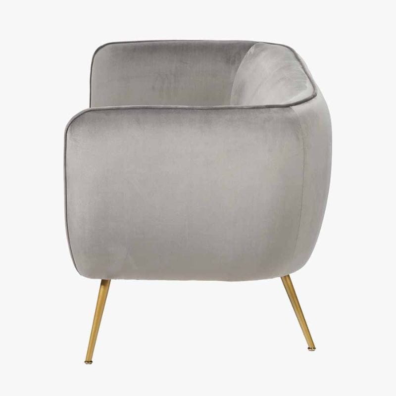 Sofa Lucca Dove Grey Velvet and Metal Sofa