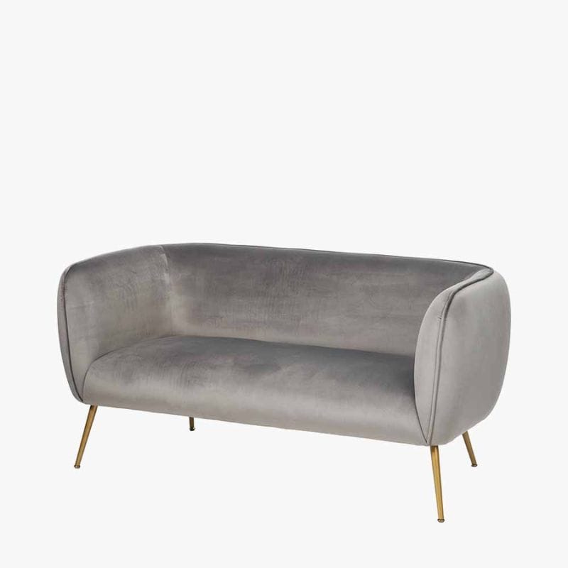 Sofa Lucca Dove Grey Velvet and Metal Sofa