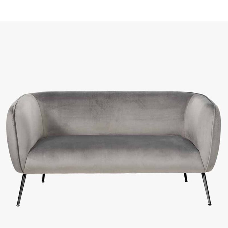 Sofa Lucca Dove Grey Velvet and Metal Sofa