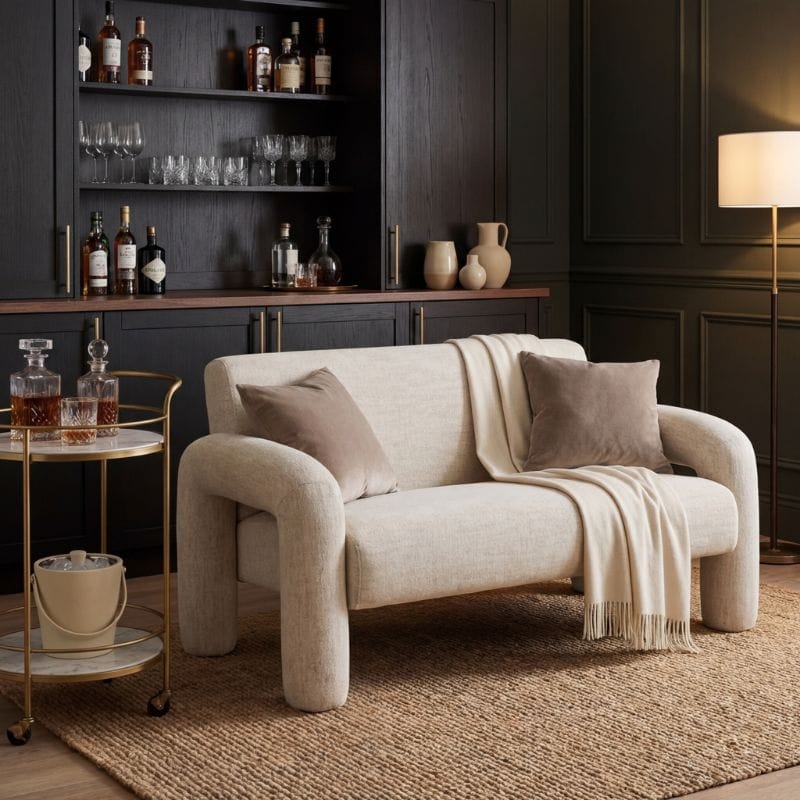 Sofa New Ravello White Textured Fabric Armed Sofa