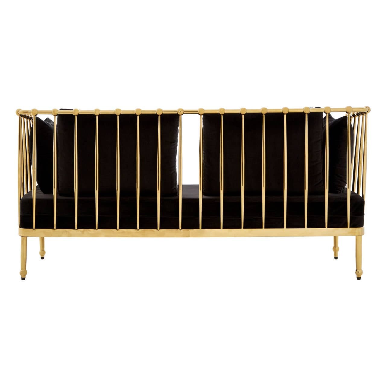 Sofa Novo Two-Seat Sofa – Black Velvet & Gold Steel