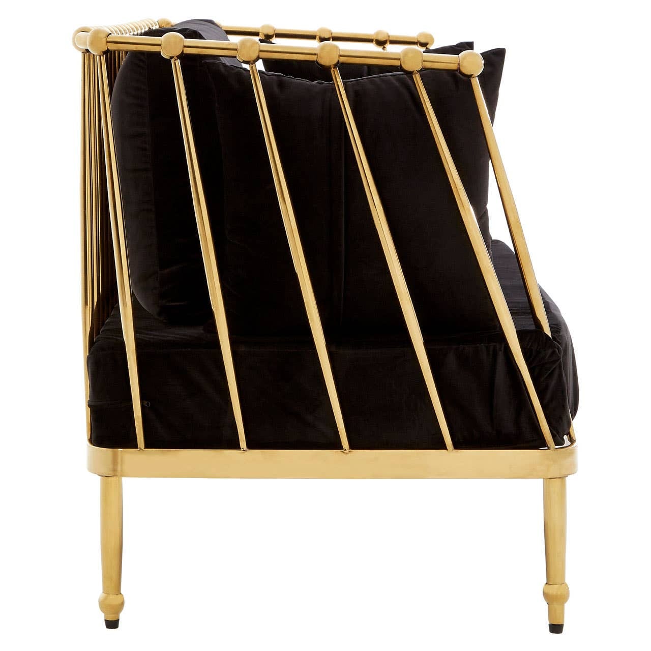 Sofa Novo Two-Seat Sofa – Black Velvet & Gold Steel