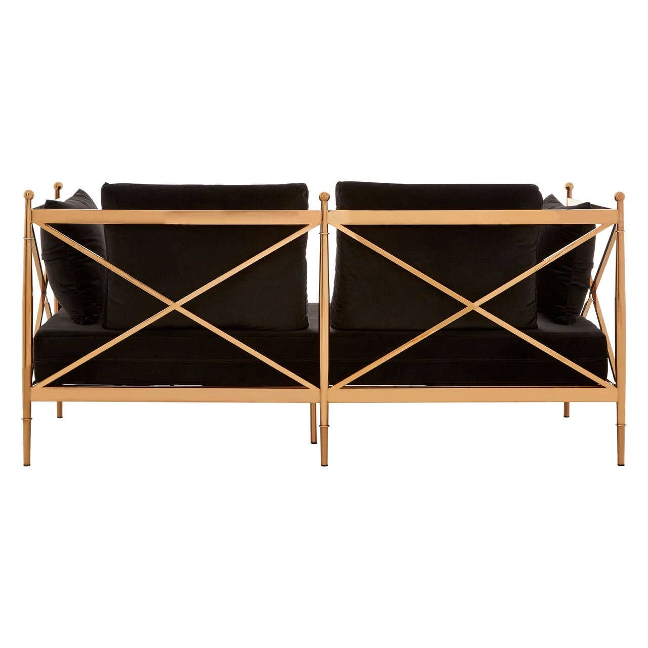 Sofa Novo Two-Seat Sofa – Black Velvet & Rose Gold Steel