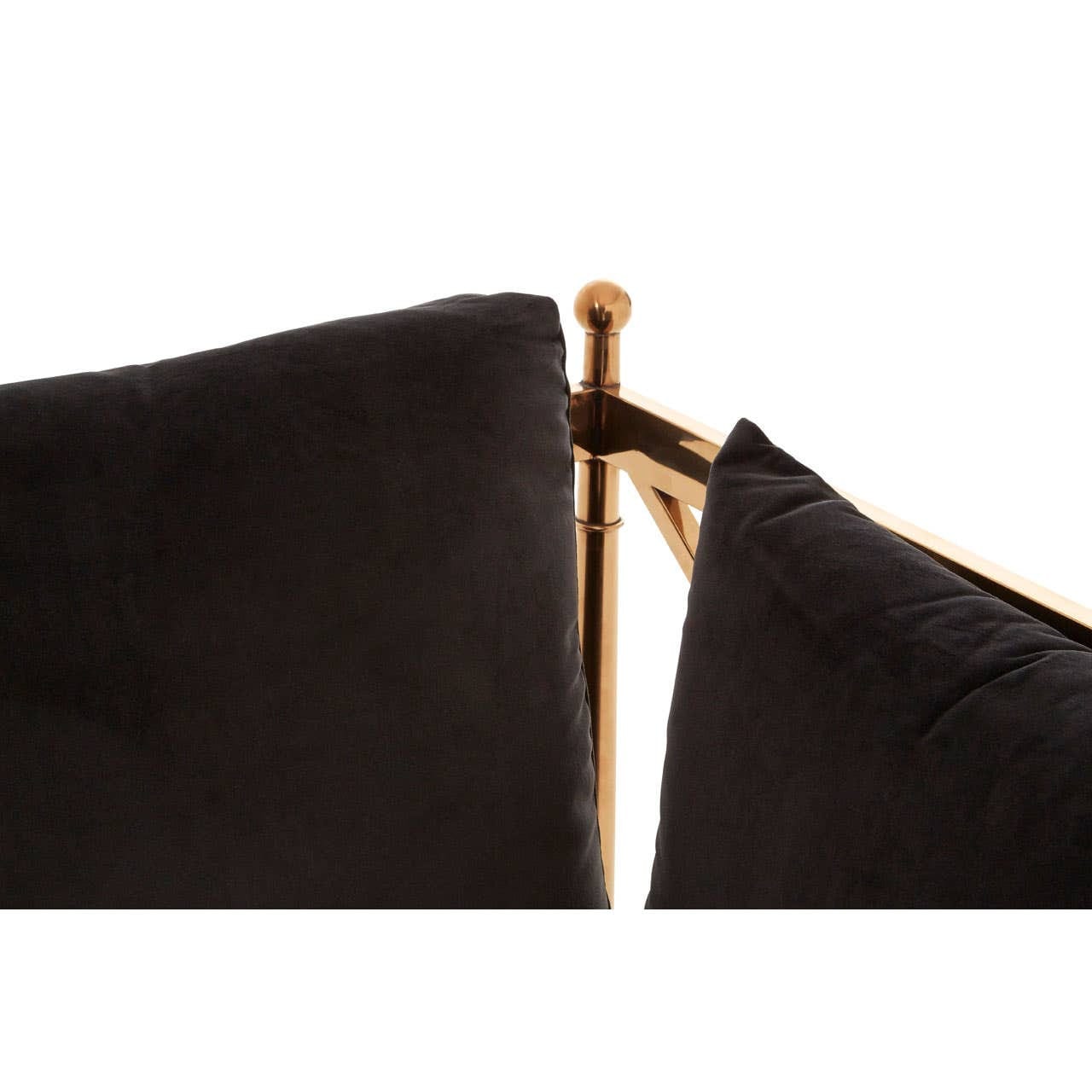 Sofa Novo Two-Seat Sofa – Black Velvet & Rose Gold Steel