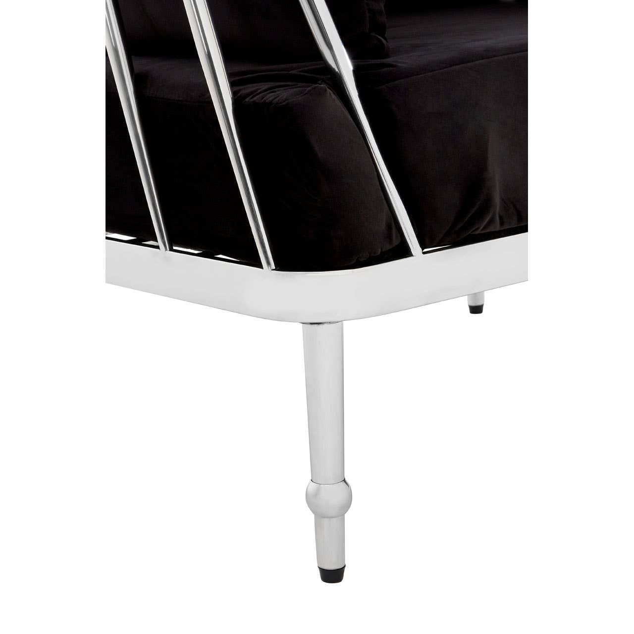 Sofa Novo Two-Seat Sofa – Black Velvet & Silver Steel
