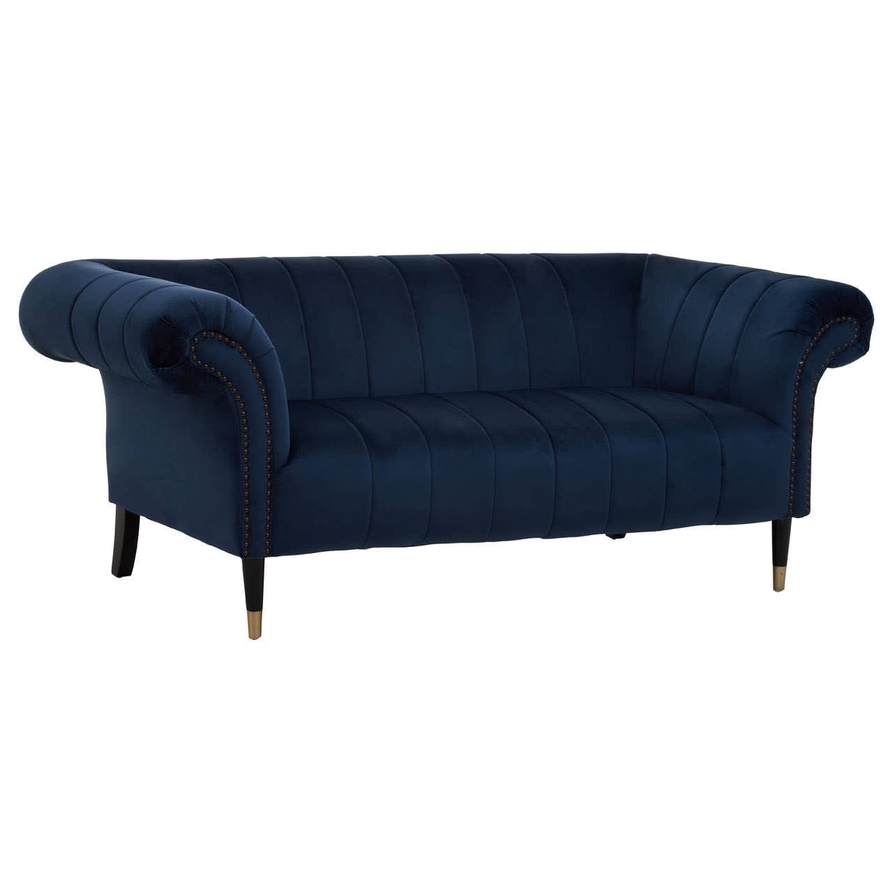 Sofa Siena Two-Seat Sofa – Midnight Blue Velvet Chesterfield